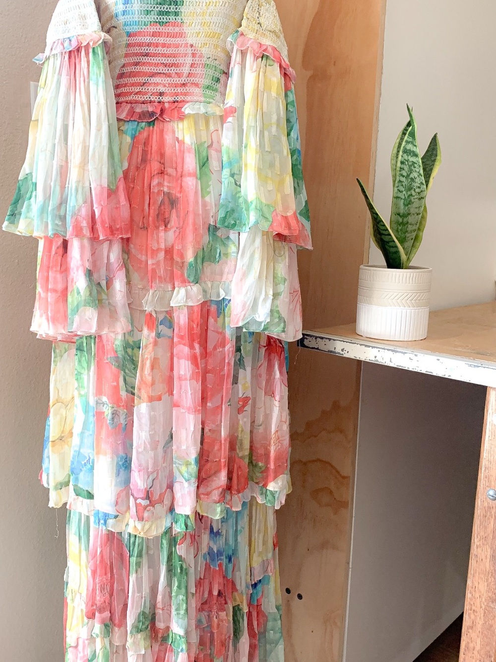 Lovers + Friends Pastel Floral Tiered Ruffle Maxi Dress XS new with tag